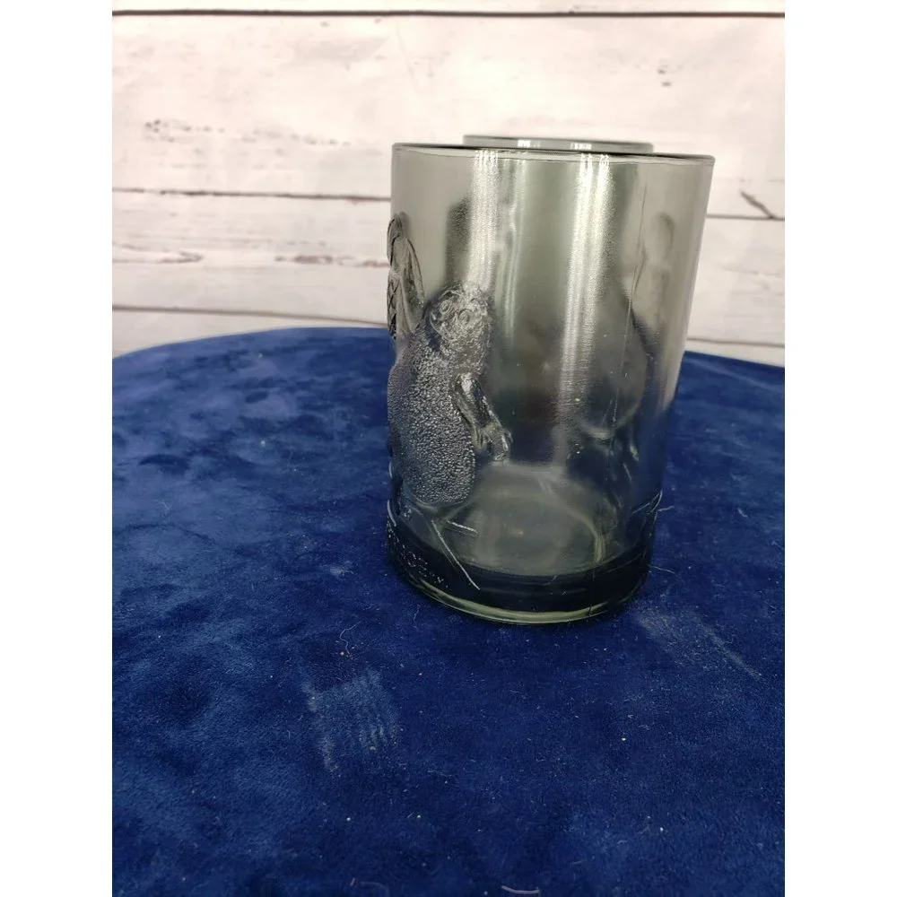 McDonald's Vintage 1970's Gray‎ Smoke Glass Mug Cup Basketball Grimace Ronald